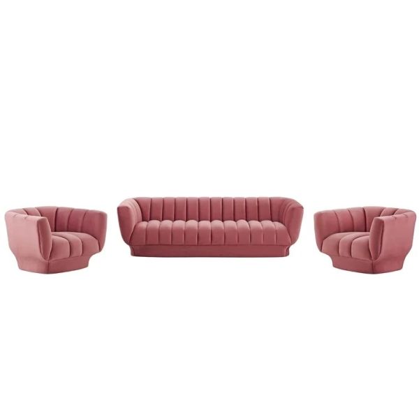 Cara furniture Dusty Rose velvet stainless steel leg Sofa Recliner Armchair Living Room Sofa Sets For living room