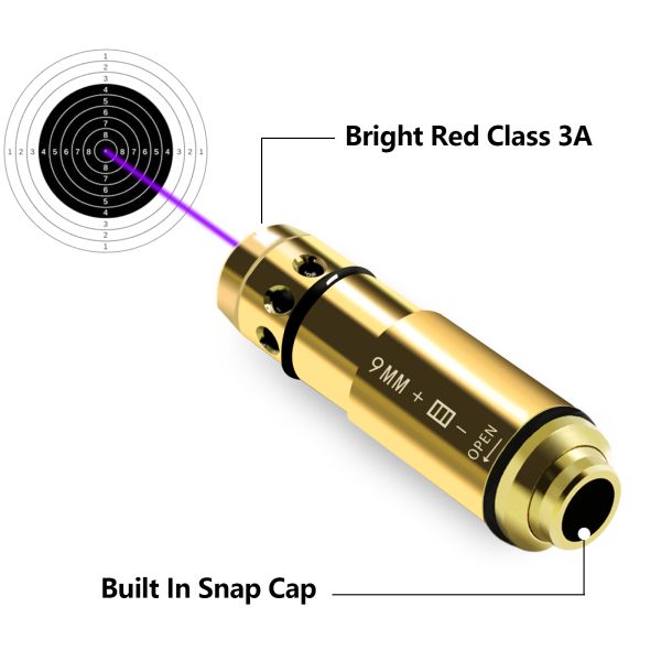 9MM Laser Training Cartridge Dry Fire Trainer Integrated Snap Cap With O Rings