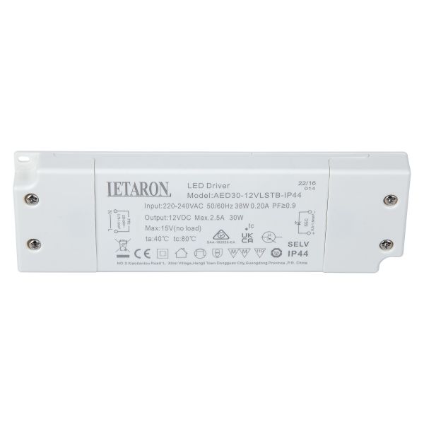 Customized LED Solution Waterproof Led Driver Ip44 30W 12V Letaron Bathroom Mirror 16.5mm Slim LED Driver