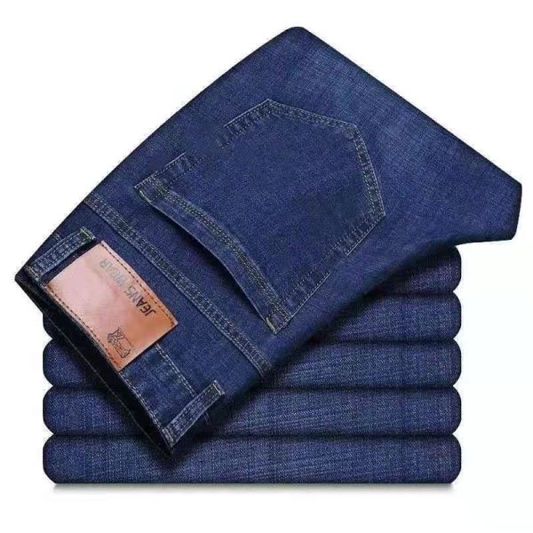 Thick Stretch Mens Jeans Loose Straight Tube High Waist Plus Size Casual Wash SAND WASH
