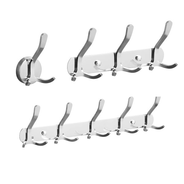 Chrome Plating Silver Stainless Steel Bathroom Towel Hooks Waterproof Multipurpose