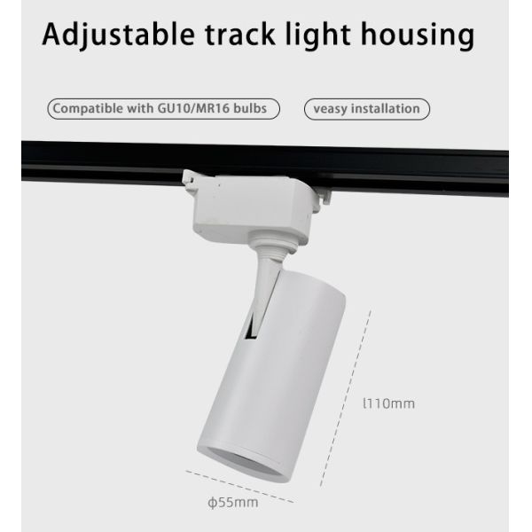 CCT Gu10 Track Light Fixtures 3000K 4000K 6000K Track Lighting Housing