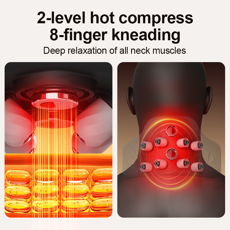 ZN-NM09 Professional Wearable Neck and Shoulder Massager with 8-Finger Deep Tissue Kneading