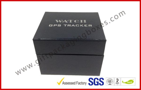 Leather Texture Rigid Board Gift Packaging Boxes , Foil Stamping Watch Packaging Boxes With Soft Velvet