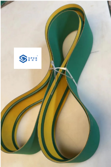Rubber High-Speed Flat Belt , Woodworking Planer Transmission Conveyor Belt , Yellow -Green Endless Nylon Belt And Nylon Flat Belt Customization