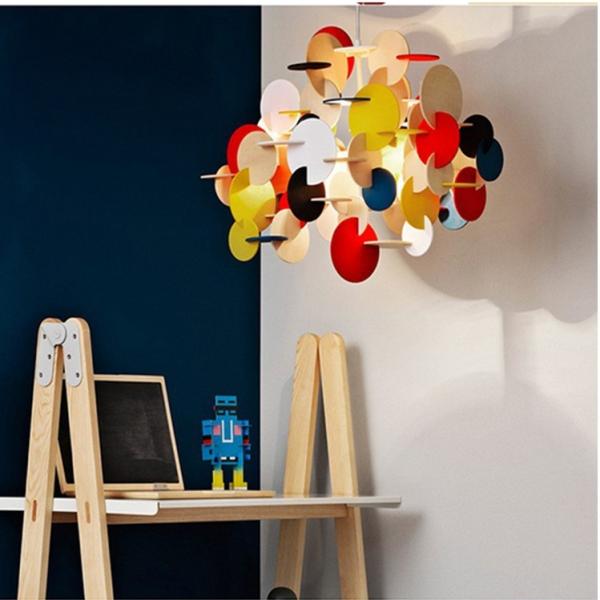 Children's Room Chandelier Restaurant Wood Art Pendant Lamps Bedroom Colorful Chandelier