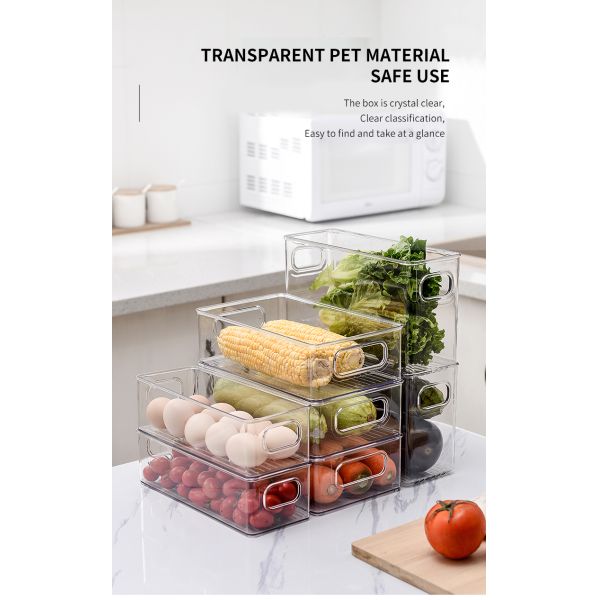 Пластик ящиков организатора холодильника ясности тонкий Стакабле