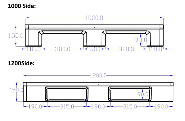 Hard HDPE Plastic Slip Sheet Plastic Pallet Sheet Dynamic Load 2T 1200x800x150 mm