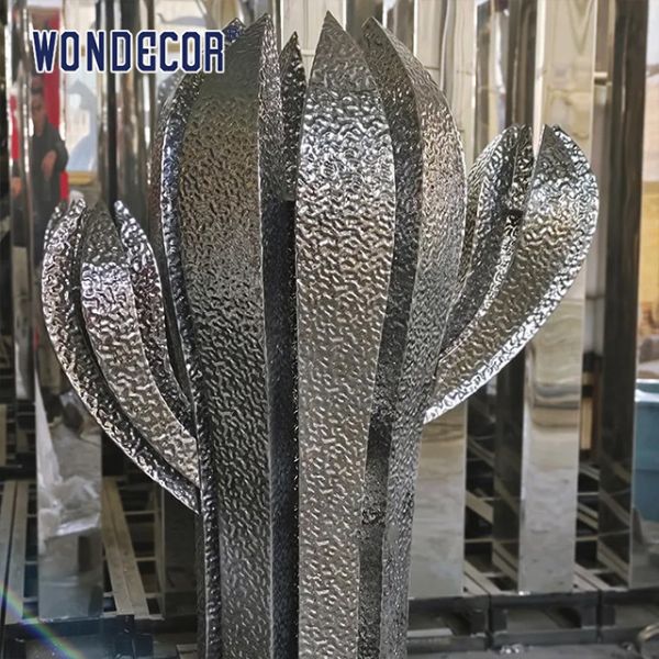 Outdoor Large Abstract Cactus Casting Stainless Steel Sculpture