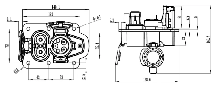 150A 200A 250A 300A CCS1 AC & DC Combo EV Charging Socket CCS1 Combo1 Electric Vehicles Fast Charging connector Inlet