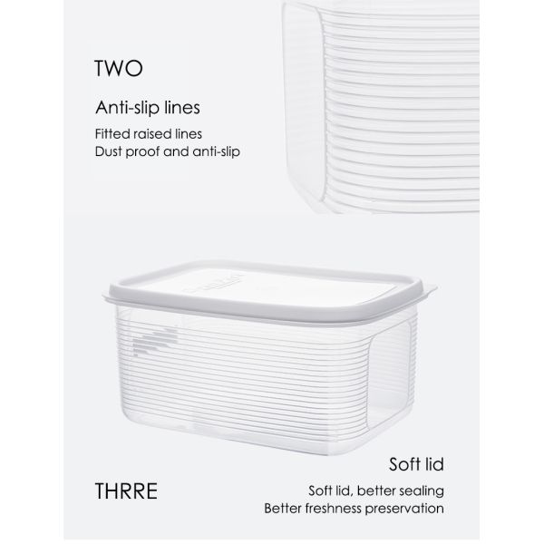 15.5L 9.6L 5.2L Fridge Freezer Storage Boxes Plastic Kitchen Organizer