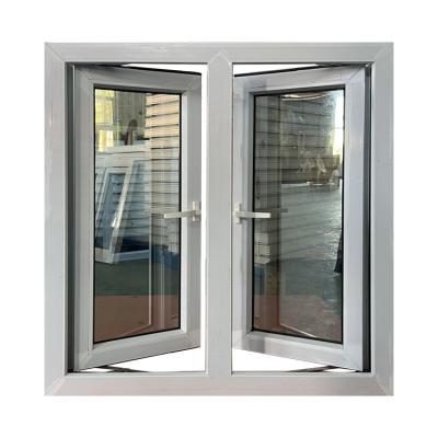 Pvc / Upvc Double Glazed Glass Casement Window With Fly Screen European Style