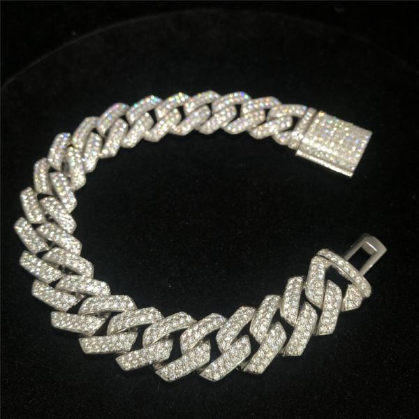 O ouro S925 chapeou a corrente cubana de Moissanite 22 polegadas de joia de Moissanite Hip Hop