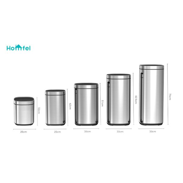 STANDING Touch Button Bin 30L/40L/50L Stainless Steel Office Trash Can Button Open OEM for Office Structure STANDING