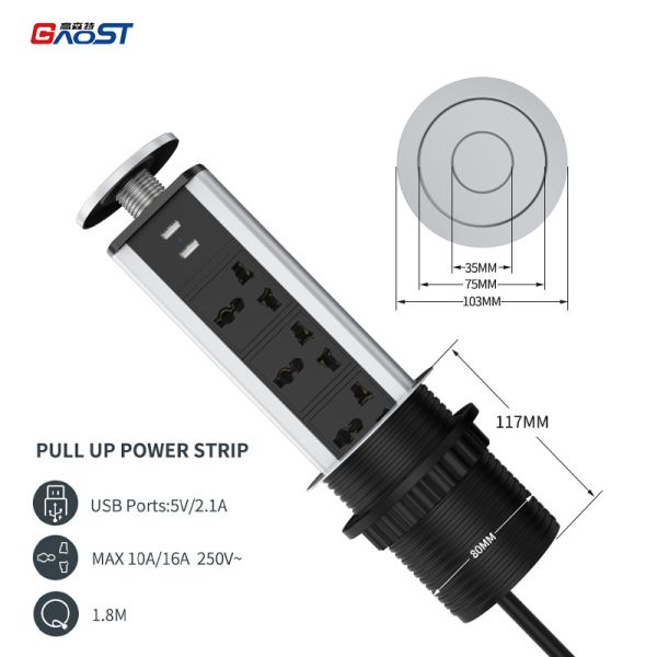 82mm Conceal Retractable Pop Up Power Socket Universal Outlet For Kitchen Workspace Top