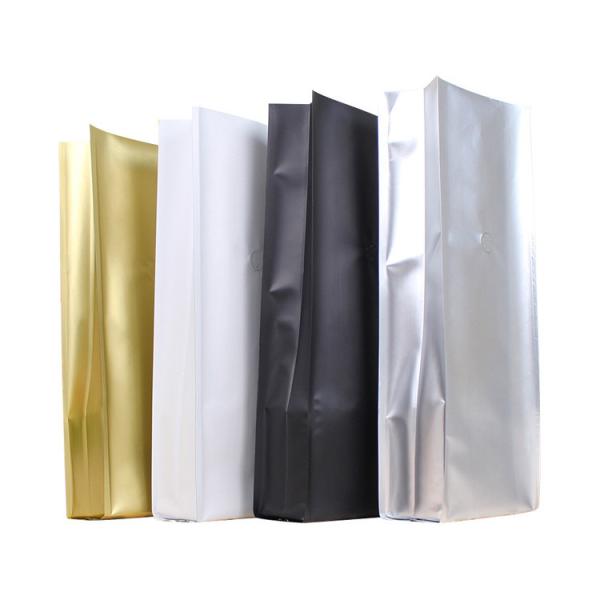 Heat Sealable Aluminum Foil Liner Side Gusset Folded Flat Bottom Coffee Bags With Valve For Coffee Bean Tea Leaves Pack