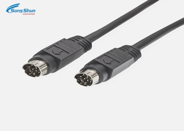 Electronic Power Cord Cable 9Pin Mini Din Male Connector Stable OEM Accepted
