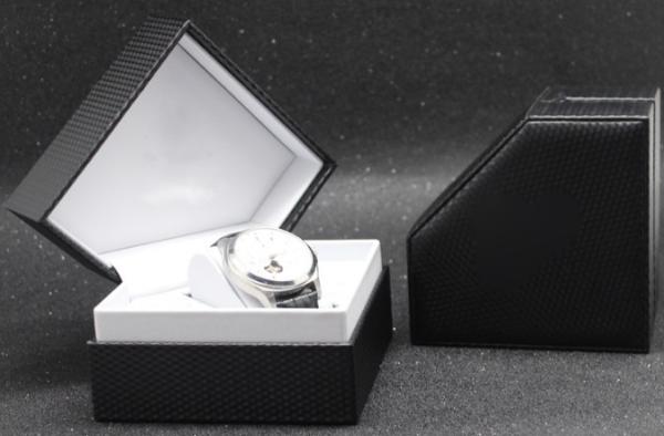 Luxury Mens Watch Gift Box , Plastic+ Black Leather Mens Watch Jewelry Box