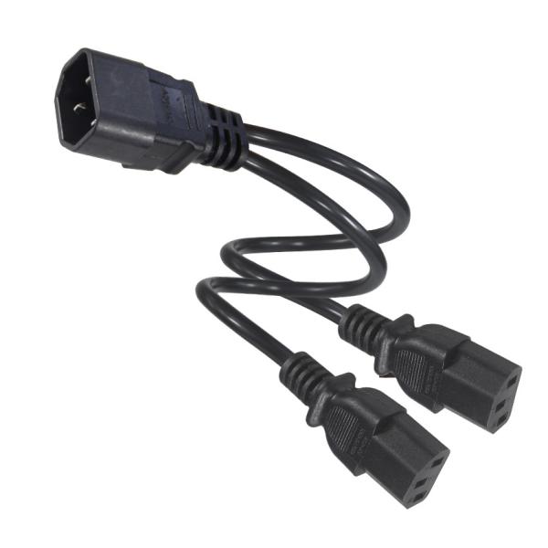 16AWG Carga pesada C14 a 2xC13 Cordón de alimentación para servidores / equipos industriales 300V 10A ROHS certificado con enchufe de 3 puntas