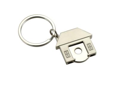 Trolley Token Cute House Shape Keyring UV Printing Metal Key Ring Holder