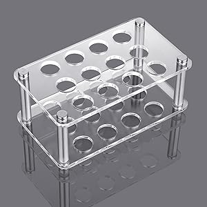 Scientific Experiments 12Pcs 20x150mm Glass Test Tubes With Cork Stoppers 1 Rack Of Acrylic Material