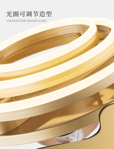 Fabricante European Creative 90W Triple Ring Fan Lamp con LED Moderno control remoto Doble luminoso para el salón Comedor