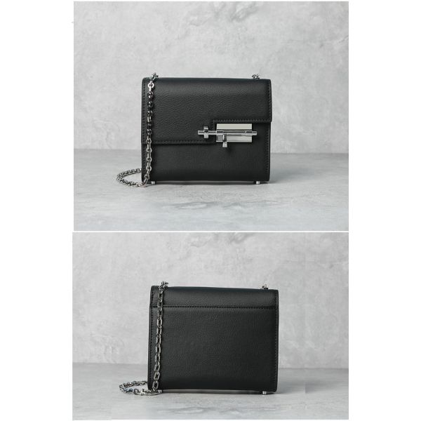 Black Crossbody Genuine Leather Shoulder Bags Barrel Shaped