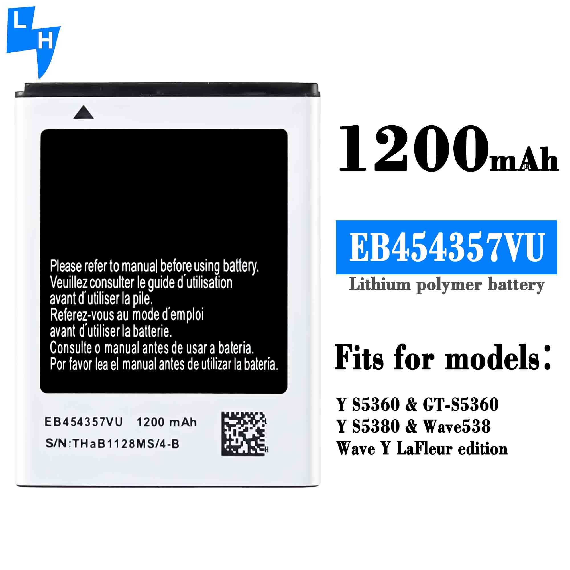 Батарея мобильного телефона емкостью 1200 мАч EB454357VU для Samsung Galaxy Wave Y LaFleur Edition S5360 S5380