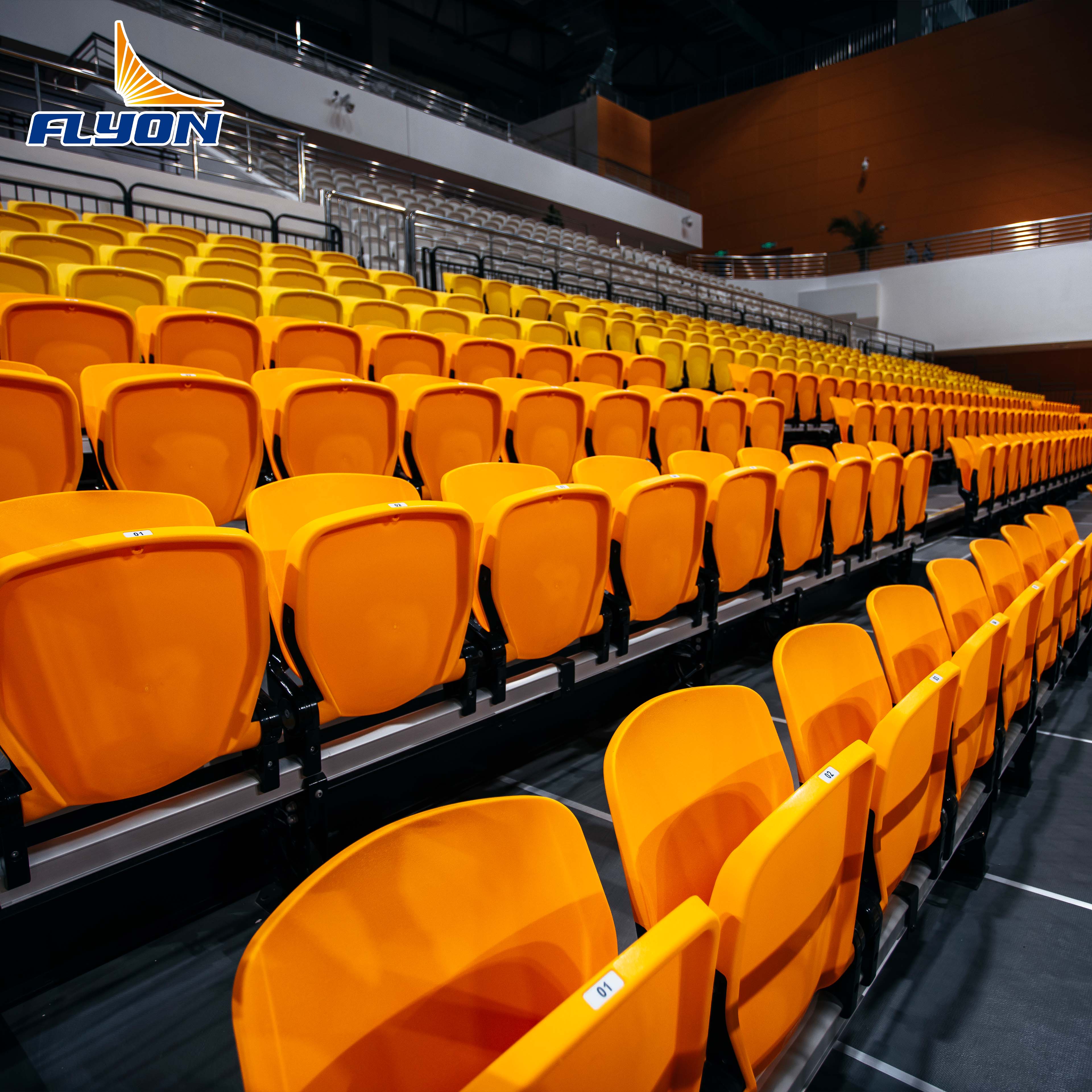 Electric Telescopic Retractable Bleacher Seating with Riser Mounted Folding Chairs and Waterproof Finish for Gym