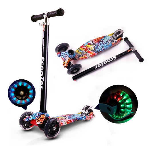 Flash Four-Wheeled Stroller Scooter for 3-6-8 Years Old Modern Children's Outdoor