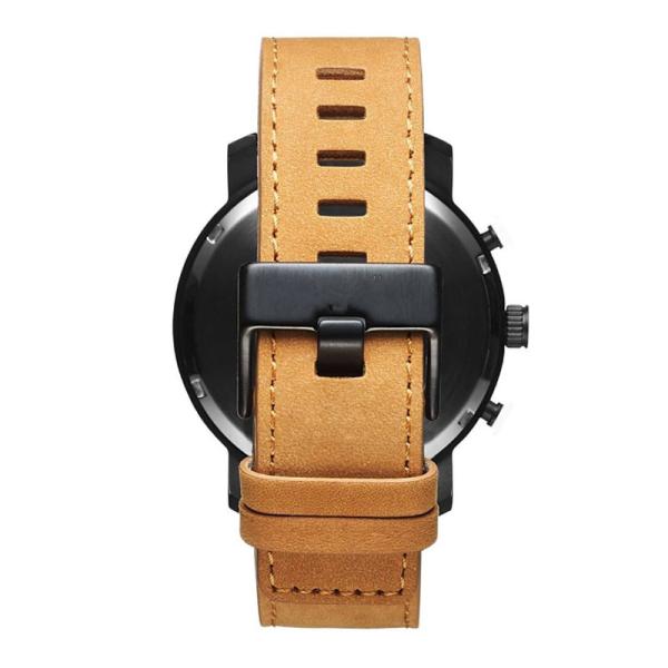 Leather Band MVMTed Black Waterproof Wrist Watch 42mm / Customized Size Case