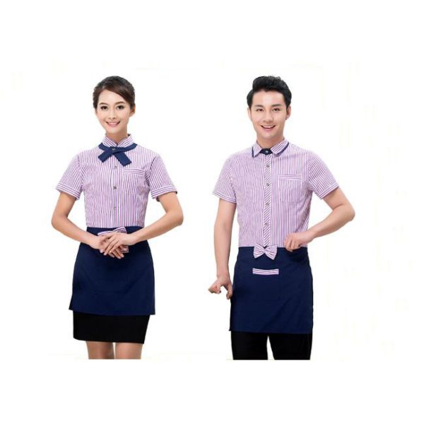 Professional Restaurant Staff Uniform , Short Sleeve Stylish Restaurant Uniforms