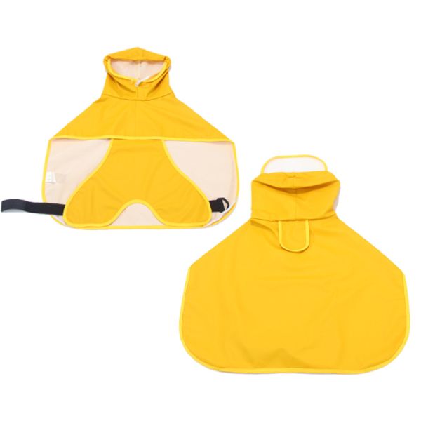 Poncho Style Waterproof Reflective Dog Raincoat with Harness Opening and Poop Bag Pocket