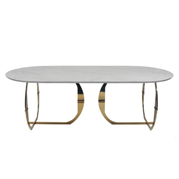 Modern Stainless Steel 160KG White Marble Top Dining Table