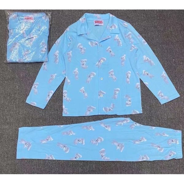 Kids 2 Pcs Blue Print V Collar Top And Pants For Autumn