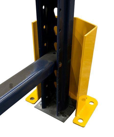 Protecteur de colonne d'étagère métallique jaune en forme de U pour rayonnage de palettes robuste