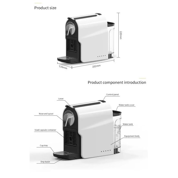 1350W Espresso Coffee Capsules Machines Home Appliances