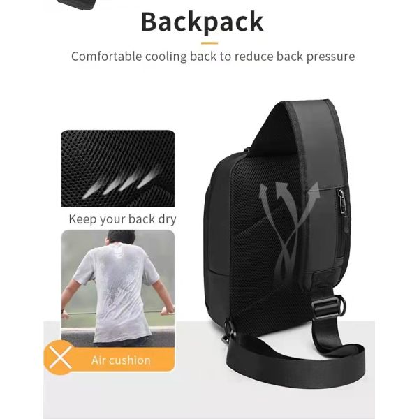 Fashion OEM Nylon Men Shoulder Chest Sling Bags 18*12*28cm