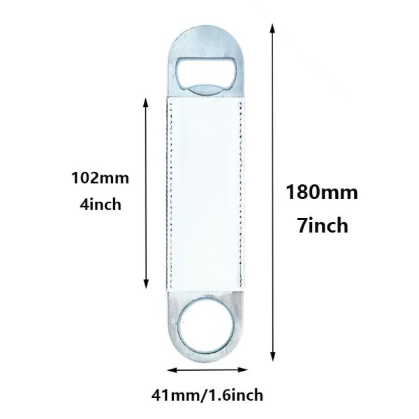 Eco-Friendly Double-Sided Stainless Steel PU Leather Bottle Opener Sublimation Blanks