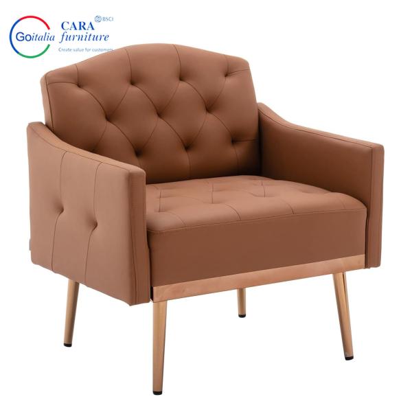 Fabric Metal Leg Armchair Italian Sofa Leisure Chair For Living Room At Mail Packing N