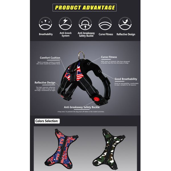 High Quality Big Pet Dog Harness No Pull Reflective Adjustable With Handle Pet Products