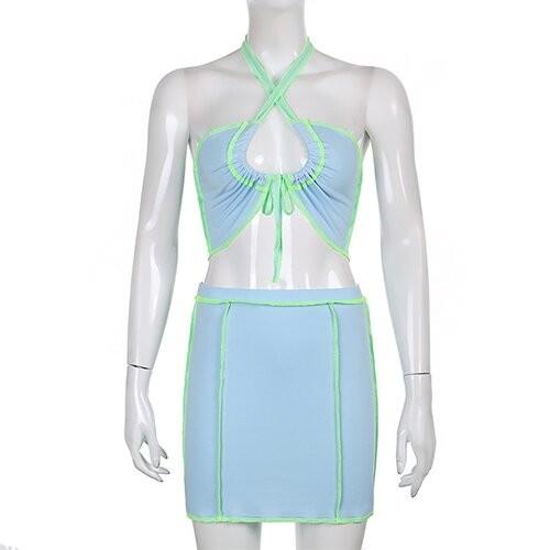 OEM manufactory spring and summer new women's anti -car contrasting color pumping hollow hanging neck s