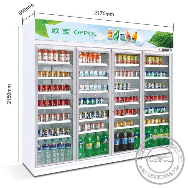 Air Cooling Upright Supermarket Display Refrigerator Showcase Commercial Beverage Cooler with 2 Compressors
