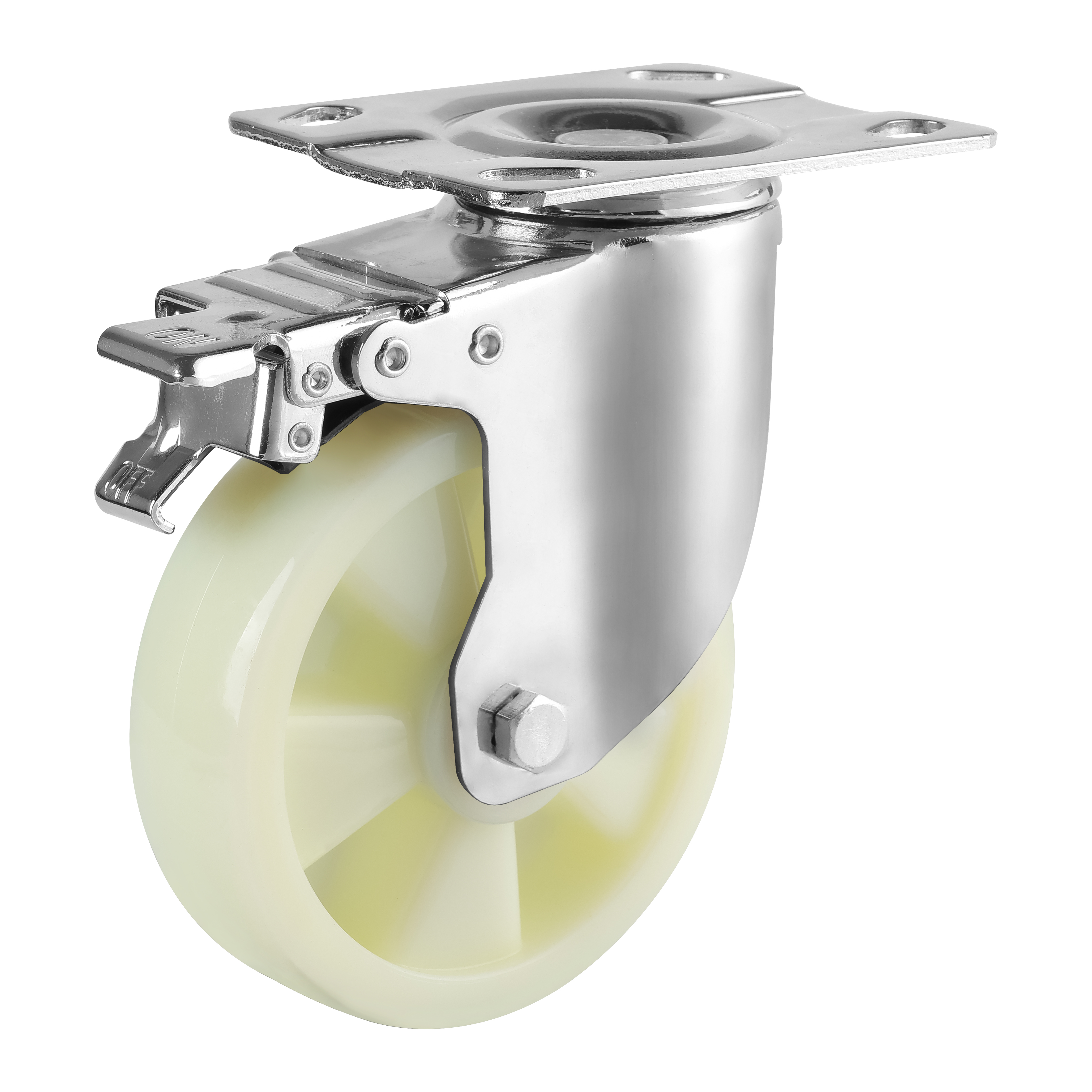 China Supplier 3/4/5 /6 Inch Casters Medium Heavy Duty White PP Casters Double Ball Race Swivel Head 6 Inch With Brake