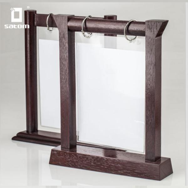 17 Years Original Factory With PVC Pocket Bag Flip Wooden  Restaurant Card Menu Holder Wholesale