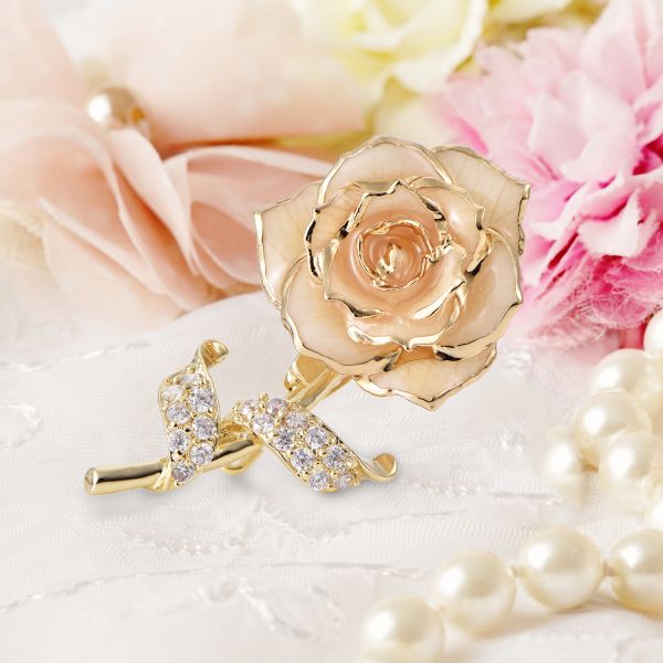 24k Gold Plated Rose Factory Wholesale Adorable Girls Rose Brooch Gold Dipped Rose Fashion