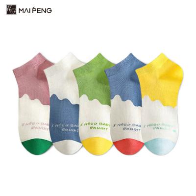 Fashion Colorful Custom Women Socks Breathable Cotton Ankle Socks