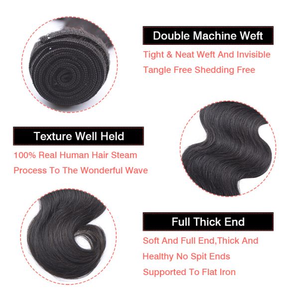 100% Human Hair Weave Bundle Body Wave Peruvian Hair Extansion Soft Smooth