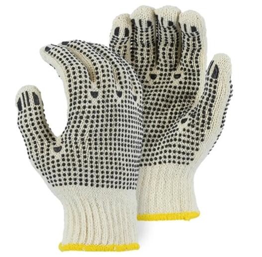 Elastic Cuff Cotton Knitted Work Gloves OEM Cotton Gloves With Rubber Dots