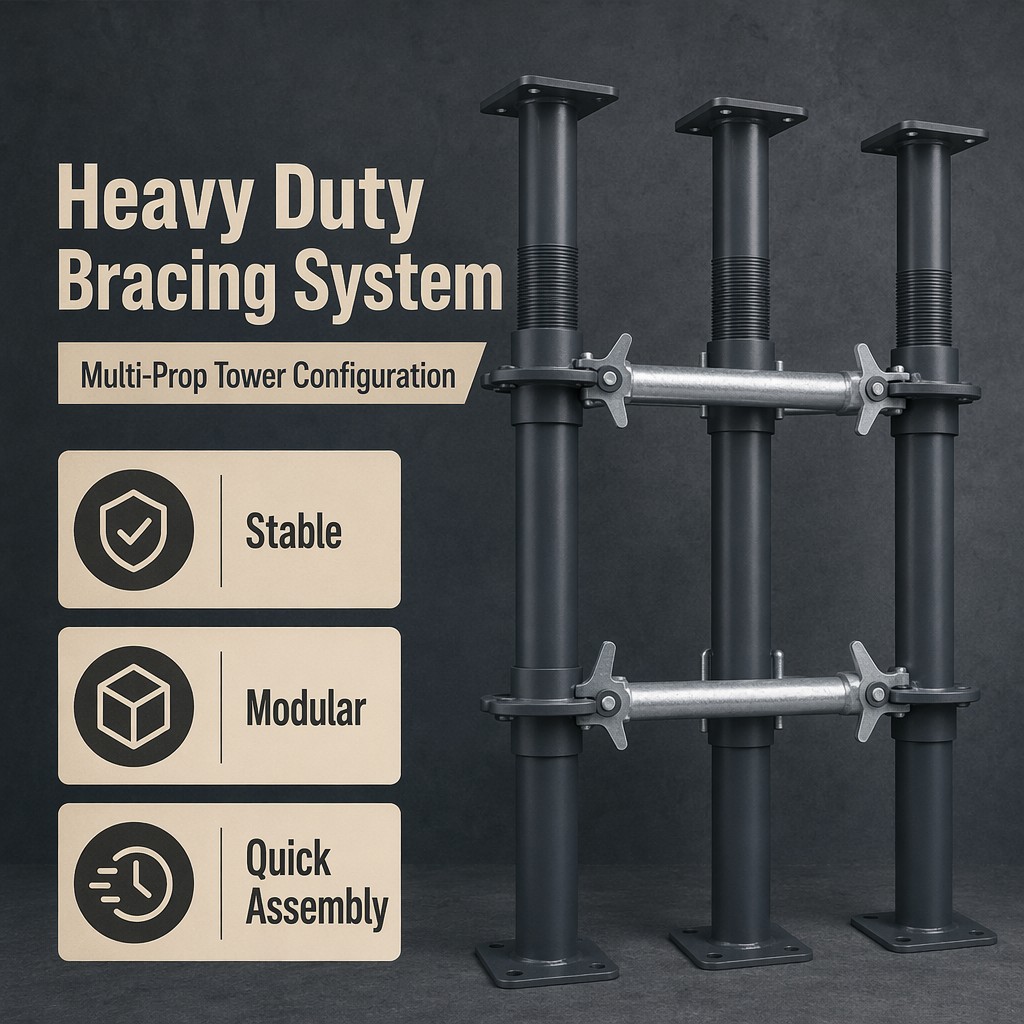 Hot Dip Galvanized Heavy Duty Adjustable U Head Prop For Bridge Tunnel Construction